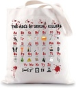 JNIAP Serial Killer Tote Bag Serial Killer Lover Gift ABC Of Serial Killers Gifts Halloween Horror Shoulder Bag
