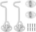Kare & Kind Hook and Eye Latch (4-inch) - with Mounting Screws - Heavy Duty Locks for Door, Gates, Barns, Bathrooms, Cabins (2-White)