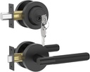 Asidrama Premium Black Zinc-Alloy Front Door Lock Set: Double Cylinder Deadbolt, Heavy Duty Security Handleset for Left/Right Exterior Doors, Universal Entry Locks (2 Pack)