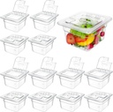Geetery 12 Pack 4'' Deep Polycarbonate Food Pan with Lid Stackable Plastic Pan Restaurant Food Storage Containers with Hinged Lids for Hotel Supplies(Clear)