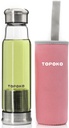 TOPOKO 18.5 Ounce Top Level Quality Stylish Environmental Borosilicate Glass Water Bottle With Nylon Sleeve - Tea Infuser Bottle Eco-Friendly Ideal Gift for Parents Friends Black/Grey/Pink
