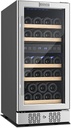 Empava EMPV-WC02D 29 Bottle Dual Zone Cooler Freestanding Wine Cellars, 15 Inch, Black and Stainless Steel