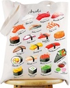WZMPA Funny Sushi Tote Bag Sushi Lover Gift Sushi Party Reusable Grocery Bags For Cuisine Lover