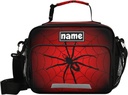 Custom Halloween Spider Web Red Black Lunch Bag for Boys Girls Kids Personalized Your Name Lunch Tote Bags Insulated Lunch Box for School Picnic Travel