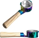 For Days 54mm Flat Base Bottomless Naked Portafilter Intended for Breville Espresso Machines, Includes Filter Basket, Wood Handle, Plastic Handle, Stainless Steel (Rainbow)