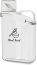 Bird Seed Storage Container,2.8L Airtight Bird Food Container with Handle and Measuring Cup,Portable Pet Food Container for Wild Bird Sunflower Seed-BPA Free Transparent/White