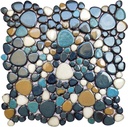 Pebble Tile for Shower Floor Aqua Cobalt Blue Mosaic Backsplash Tiles (5 Sheets)