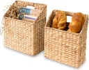 KOLWOVEN Wicker Hanging Storage Baskets, Set of 2 Wall Baskets for Accessories and Organizing Files, Mail Baskets
