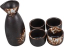 Veemoon Japanese Sake Set with Retro Sake Pot and Cups Traditional Ceramic Serving Set for Hot Cold Includes Bottle and Cups for Home Restaurant Use