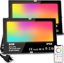 MELPO LED Flood Light Outdoor 800W Equivalent 8000LM Smart RGB Landscape Lighting with APP Control, DIY Scenes - Timing - Warm White 2700K - Color Changing Uplight, IP66 Waterproof US Plug (2Pack)
