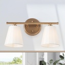 KSANA Modern Gold Vanity Lights, 2-Light Bathroom Light Fixtures with White Fabric Shade Vanity Light Over Mirror for Bedroom, Hallway, Kitchen
