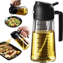 TrendPlain 16oz/470ml Glass Olive Oil Sprayer for Cooking – 2 in 1 Olive Oil Dispenser Bottle for Kitchen Gadgets and Air Fryer Accessories, Salad, BBQ - Black