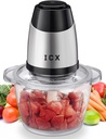 Electric Food Chopper,5 Cup Food Processor by ICX with 1.2L Glass Bowl and 4 Stainless Steel Blades,for Meat,Fruits, Vegetables, Nuts and Seasonings,300W