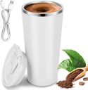 Yummy Sam Self Stirring Coffee Mug, 13.5 Oz Rechargeable Milk Coffee Mixing Cup, Electric Automatic Cocoa Hot Chocolate Juice Mixer Tumbler with Lid for Home Office Traveling Gym (White)