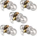 KNOBWELL Brushed Nickel Interior Closet Door Knobs, Passage Door Knob for Hallway, Keyless Non-Locking Satin Nickel Indoor Door Knobset, 5 Pack