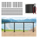 36" Cable Railing Post Kits, Flat Top Cable Post System Includes 4Pack 35" Level Drilled Posts, 1/8" Black Wire Rope w/Cutter, Swageless Cable Railing Tensioner System Kit(No Handrail), RG31