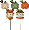 Fall Garden Stakes set of 5-Scarecrow and Pumpkin Yard Decorations for Outdoor Autumn Halloween and Thanksgiving Garden Decor