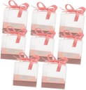 GLEAVI 8pcs Cupcake Boxes with Ribbons Rose Gold 9x9x9cm Mousse Cake Display Cases for Parties and Bakery Use