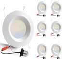 6 Pack 5/6 Inch 5CCT LED Recessed Lighting Retrofit, 2700K/3000K/4000K/5000K/6500K Selectable, Dimmable Can Lights with Baffle Trim, 12W=150W, High Brightness 1000LM, IC& Wet Rated, ETL&FCC Certified