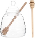 Amosfun 1Set Lidded Glass with Mixing Sticks Multi Functional Honey Container for Home Use Decorative Storage for Honey Jam and Dry Foods and Easy to Observe