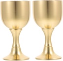 SHOWERORO 2pcs Elegant Brass Offering Cup Vintage Copper Goblet for Rituals Tabletop Decoration and Religious Ceremonies and Multi-functional Altar Wine Cups