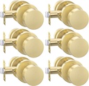 goldenwarm Gold Door Knobs Interior, Heavy Duty Zinc-Alloy Privacy Brushed Gold Interior Door Knobs, Brushed Brass Indoor Doorknobs for Bedroom, Bathroom (6 Pack)