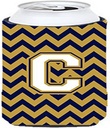 Caroline's Treasures CJ1057-CTBC Letter C Chevron Navy Blue and Gold Tall Boy Hugger Can Cooler Sleeve Hugger Machine Washable Drink Sleeve Hugger Collapsible Insulator Beverage Insulated Holder