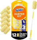 Swiffer Duster Heavy Duty Dusting Kit, Cleaning Supplies, 3 ft Extended Handle, 1 Duster, 12 Refills