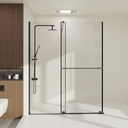 KEIKI Frameless Shower Sliding Door, 30-60" W x 72" H 1/4" Tempered Glass, Stainless Steel Handle & Supporting Bar, Dual Usage with Walk-in Function, Leak-Free Design – Matt Black