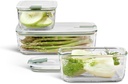 Mepal Easyclip Glass Containers with Lids, Snap Closure, for Microwave, Steamer, Oven, Refrigerator and Freezer, Airtight, 2 X 700 + 1500 Ml, Nordic Sage