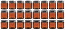 North Mountain Supply 4 Ounce Amber Glass Straight Sided Mason Canning Jars - with 58mm Black Metal Lids - Case of 24