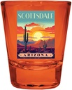 R and R Imports Scottsdale Arizona Design C Souvenir Full Color 2oz Shot Glass Orange Single