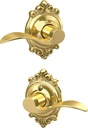 SCHLAGE Accent Lever with Brookshire Trim Hall and Closet Lock in Bright Brass