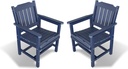 Poly Lumber Patio Dining Chair Set of Two, HIPS Outdoor Slat Back Chair, Weather Resistant (Navy Blue, 2 Piece)