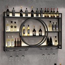 Wall Mounted LED Wine Rack Wine Glass Rack, Bar Unit Metal Floating Shelves, Bar Bottle Display Shelf Wine Cups Hanging Holder, Hanging Goblet For Liquor Bottles, For Kitchen Living Room Home Decor (