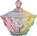 Colorful Embossed Clear Glass Apothecary Jar with Lid Cookie Jar Containers Wedding Candy Buffet Jars,Crystal Jewelry Box Glass Biscuit Jar