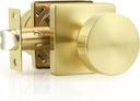 Probrico Passage Door Knobs Interior 6 Pack, Brushed Gold Door Knob Without Lock Inside, Closet & Hallway Classic Round Door Knob