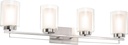 XiNBEi Lighting Wall Light 4 Light Bathroom Vanity Lighting with Dual Glass Shade in Brushed Nickel Indoor Modern Wall Mount Light for Bathroom & Kitchen XB-W1195-4-BN