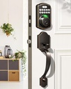 Veise Fingerprint Door Lock Set, Keyless Entry Door Lock, Front Handle Set, Electronic Keypad Deadbolt with Lever Handle, 2 Keys, Auto-Locking, One-time Codes, Easy to Install, Oil Rubbed Bronze