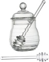 PRETYZOOM 1set Glass Honey Dispenser with Lid and Stirrer Honey Pot for Kitchen Storage for Jam and Seasonings Keeps Food Fresh and Moisture