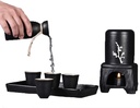 8 Pieces Sake Set, Black Glaze Wine Glasses Set with Warming Pot and Portable Handbag, for Cold/Warm/Hot Sake/Shochu/Tea, Best Gift for Family and Friends-Tableware