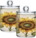 Acrylic Plastic Clear Jar with Lid, Sunflower Bee Letter Pattern Airtight Storage Jar 2 Pack Kitchen Storage Containers for Cookie Snack Candy