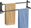 Double Towel Bar，adjustable16-28IN Matte Black Towel Racks for Bathroom, Stainless Steel Towel Holder,Suitable for Bathrooms and Kitchens