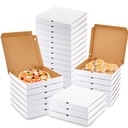 PerKoop 100 Pcs Pizza Boxes Bulk Empty Cardboard Pizza Box Reusable Large Square Food Serving Container for Takeout Bakery Restaurant Party Supplies(White and Kraft,10 Inch)