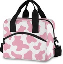 OREZI Insulated Lunch Tote Bag for Adult Men Women,Pink Cow Print Camo Camoflage Kid's School Lunchbox with Detachable Shoulder Strap for School Office Fishing