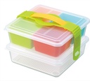 INOMATA Bento Box, 7 inches wide x 7 inches long x 4.75 inches deep, mix