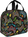 Game Lunch Bag Gaming, Player Game Controller Video Gamepad Insulated Reusable Lunch Box Portable Handbag Box Travel Beach Picnic