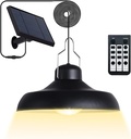 Solar Pendant Light Outdoor - Solar Shed Light Indoor 3000K 4500K 6500K with Remote Control Outdoor Lights,IP65 Waterproof Solar Indoor Lights for Garden,Chicken Coop,Gazebo,Barn