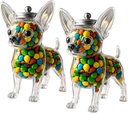 Chihuahua Candy Jar, French Bulldog Snack Jar, Pet Snack Storage Container, Clear Airtight Decorative Food Storage Container with Lid for Cookies, Candy, Dog Decor for Kitchen Countertop (A-2Pcs)