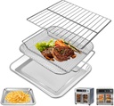 3 Piece Sets Bake Pan Fry Basket Wire Rack for Emeril Lagasse 26QT Extra Large Air Fryer Convection Toaster Oven, Food Grade Steel Air Fryer Accessories Replacement Parts